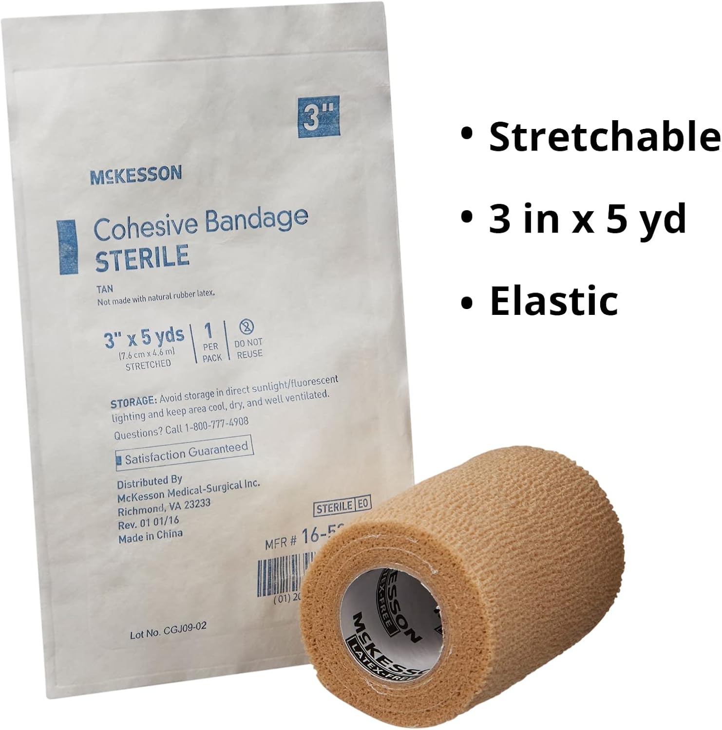 McKesson Cohesive Bandages, Sterile, 3 in x 5 yd, 1 Count, 1 Pack : Health & Household