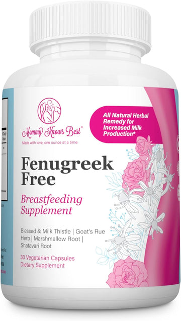 Fenugreek Free Lactation Supplement - Breastfeeding Supplements for Nursing Mothers Milk Supply Increase w/ Blessed Thistle, Milk Thistle, Goat's Rue, Marshmallow Root, Shatavari Root - 30 Vege. Caps