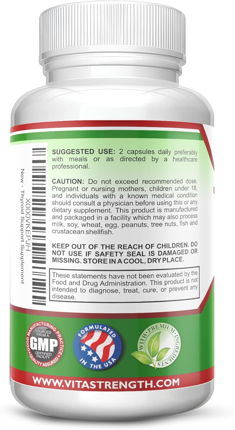 Thyroid Support - Complete Formula To Support Energy Levels With Iodine, Bladderwrack, Kelp, B12 & More- Thyroid Energy: Boost T4 To T3 Supplement - Non-Gmo