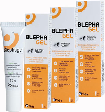 Blephagel Daily Eyelid Cleansing Gel | Gentle Cleanser to Refresh and Soothe Sensitive Eyelids | Preservative-Free and Hypoallergenic Formula | Pack of 3 x 30g Tube