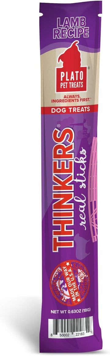 Plato Pet Treats Air Dried Dog Treats Thinkers Stick, All Natural Lamb Dog Treats, Real Meat, Made In The Usa, Single Stick, 0.63Oz