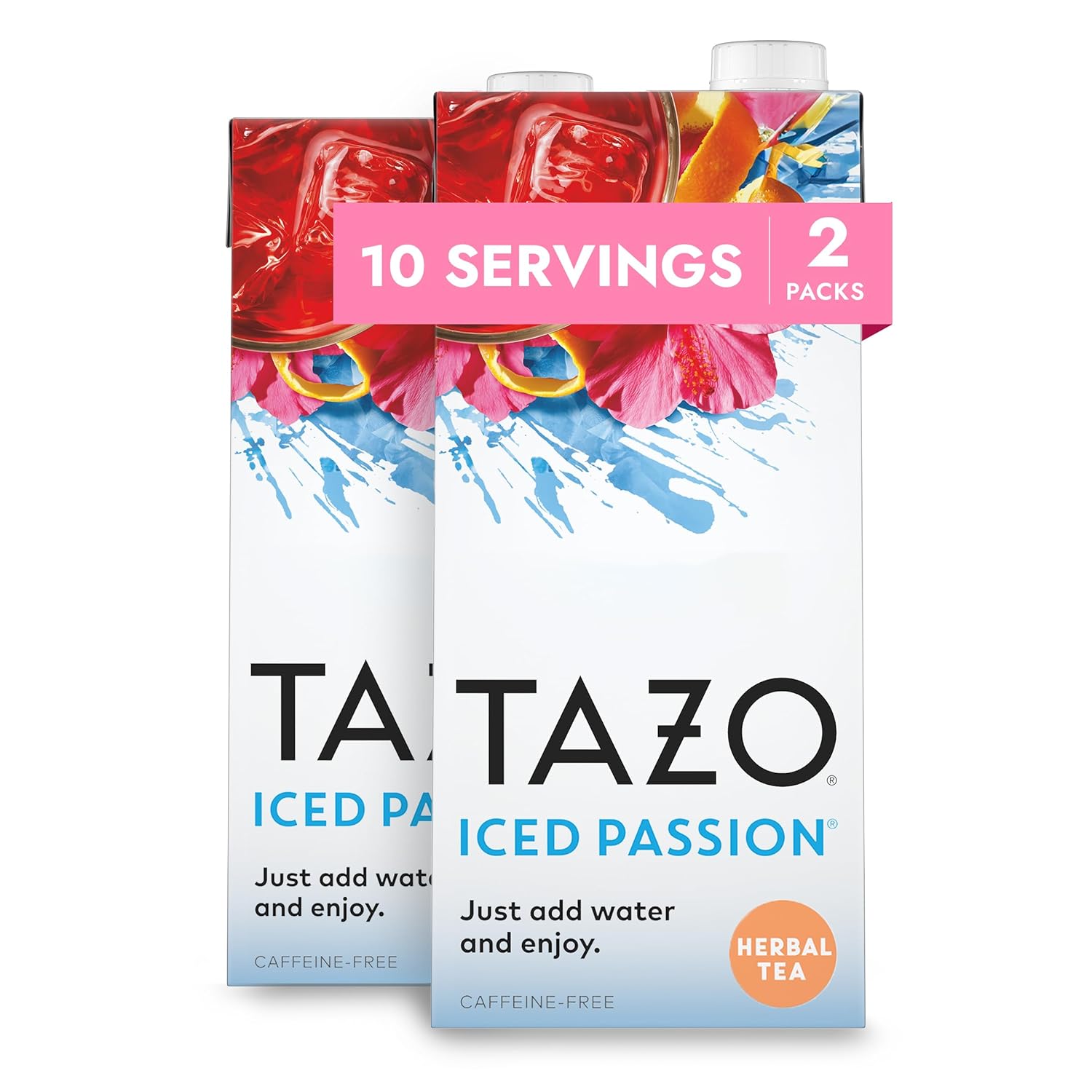 Tazo Iced Passion Fruit Tea Concentrate, Herbal Tea Concentrate, Easy-To-Serve Herbal Tea For Everyday Instant Tea, Mocktails, Iced Tea, 32 Oz Tea Mix Carton (Pack Of 2)