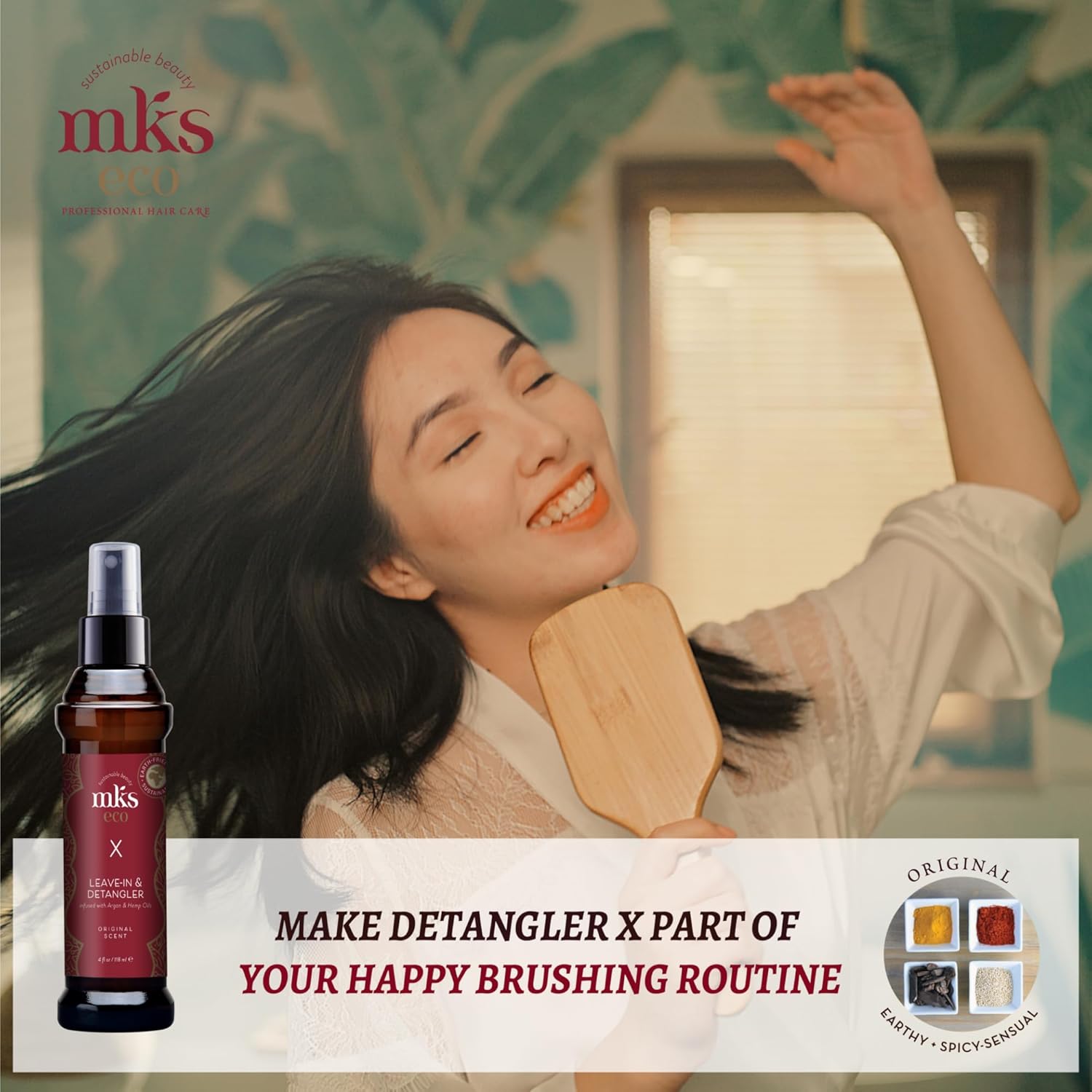 Earthly Body Mks Eco X, Original Scent - 10 Fl Oz - Leave-In Treatment & Detangler - Moroccan Argan Oil, Hemp Seed Oil - Vegan & Cruelty Free : Beauty & Personal Care