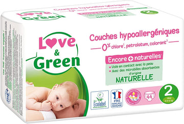 Love & Green Hypoallergenic Nappies 44 Nappies Size 2 (3-6Kg)