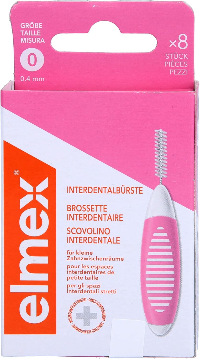 Elmex Interdental Brush Blue (Size 3, 0.6 Mm), 1 X 8 Interdental Brushes For Cleaning Medium Interdental Spaces