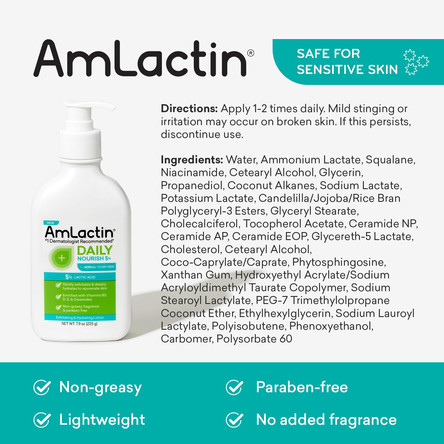 AmLactin Daily Nourish 5% - 7.9 oz Body Lotion with 5% Lactic Acid - Exfoliator and Moisturizer for Dry Skin? : Beauty & Personal Care