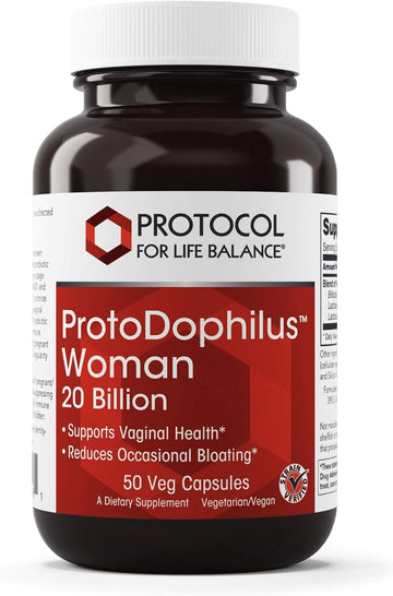 Protocol Proto Dophilus Woman - 20 Billion - Probiotics for Gut Health - Supports Vaginal Health & Bloating Relief* - Vegan & Kosher - 50 Veg Capsules