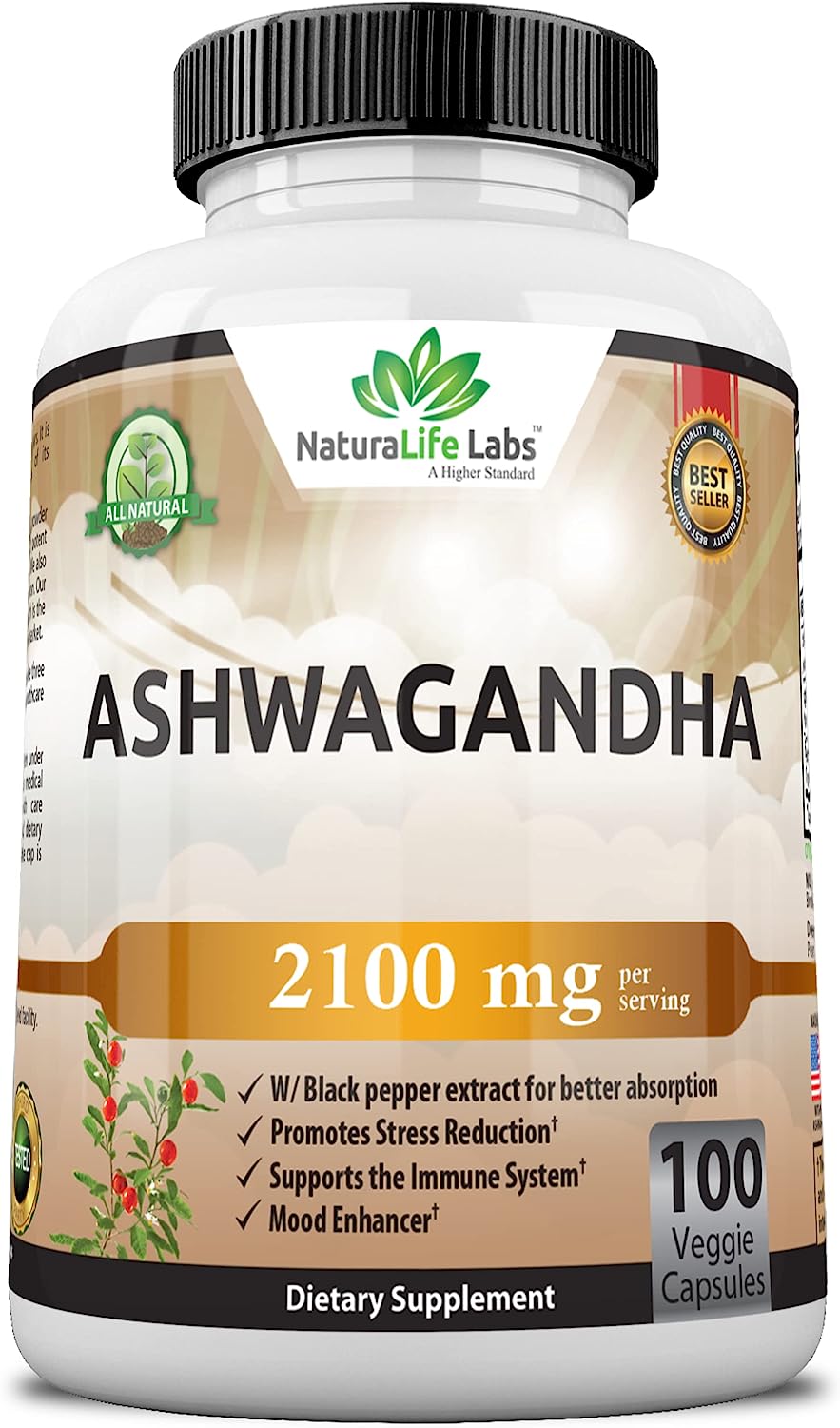 Organic Ashwagandha 2,100 Mg - 100 Vegan Capsules Pure Organic Ashwagandha Powder And Root Extract - Stress Relief, Mood Enhancer