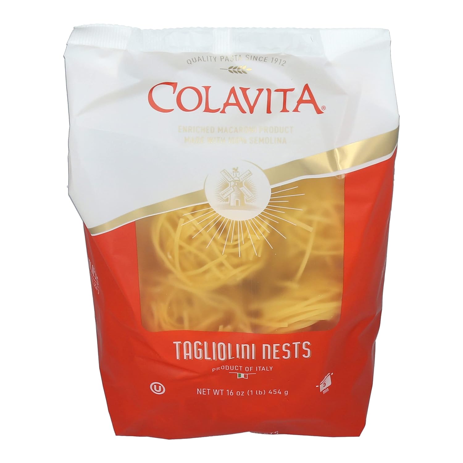 Colavita Green/White Tagliolini Nest: Vibrant Duo-Toned Pasta - Add Color & Flavor to Your Dishes (Pack of 10)