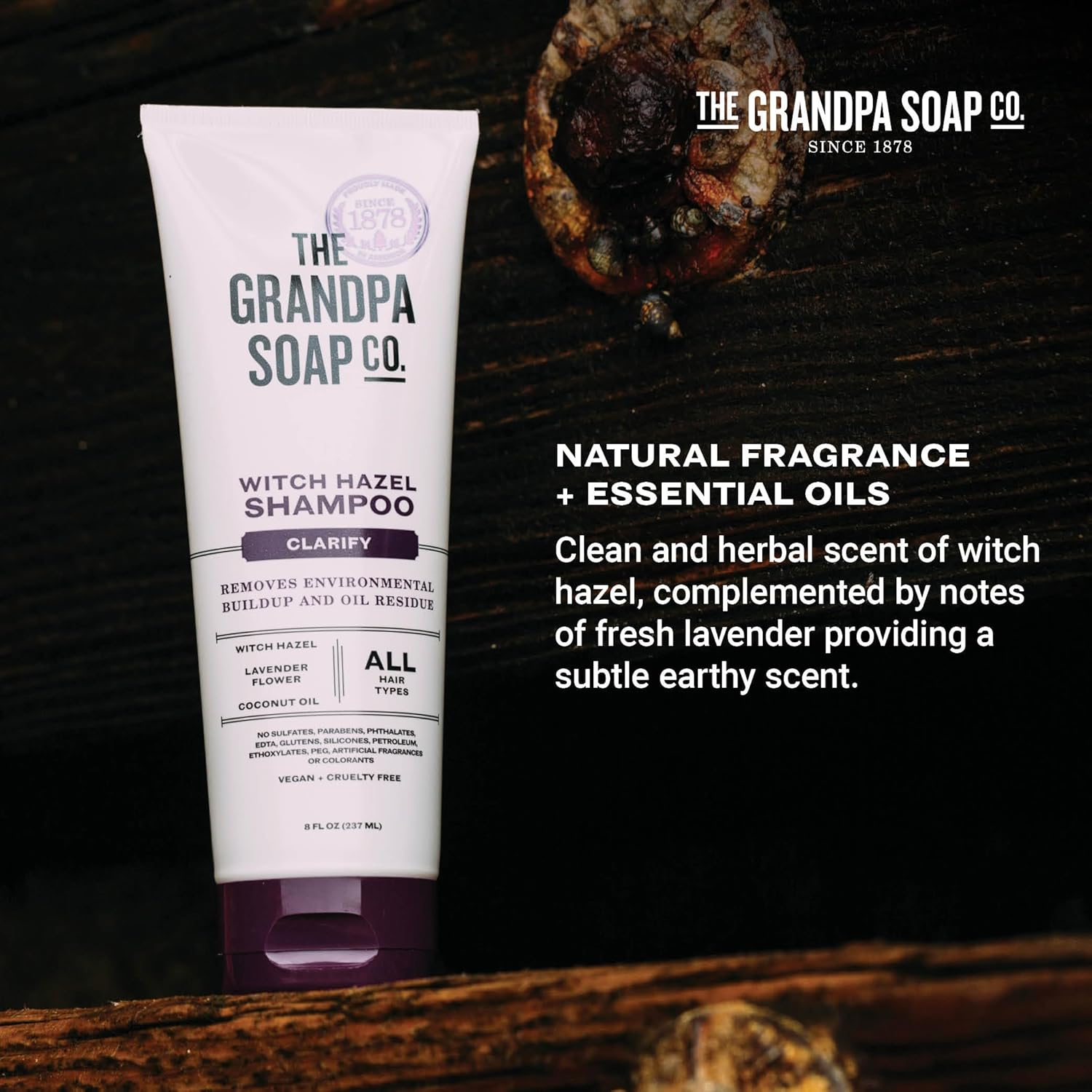 The Grandpa Soap Company Clarifying Witch Hazel Shampoo - Removes Buildup, With Witch Hazel & Lavender Flower, For All Hair Types, Vegan, Sulfates And Parabens Free, 8 Fl Oz : Beauty & Personal Care