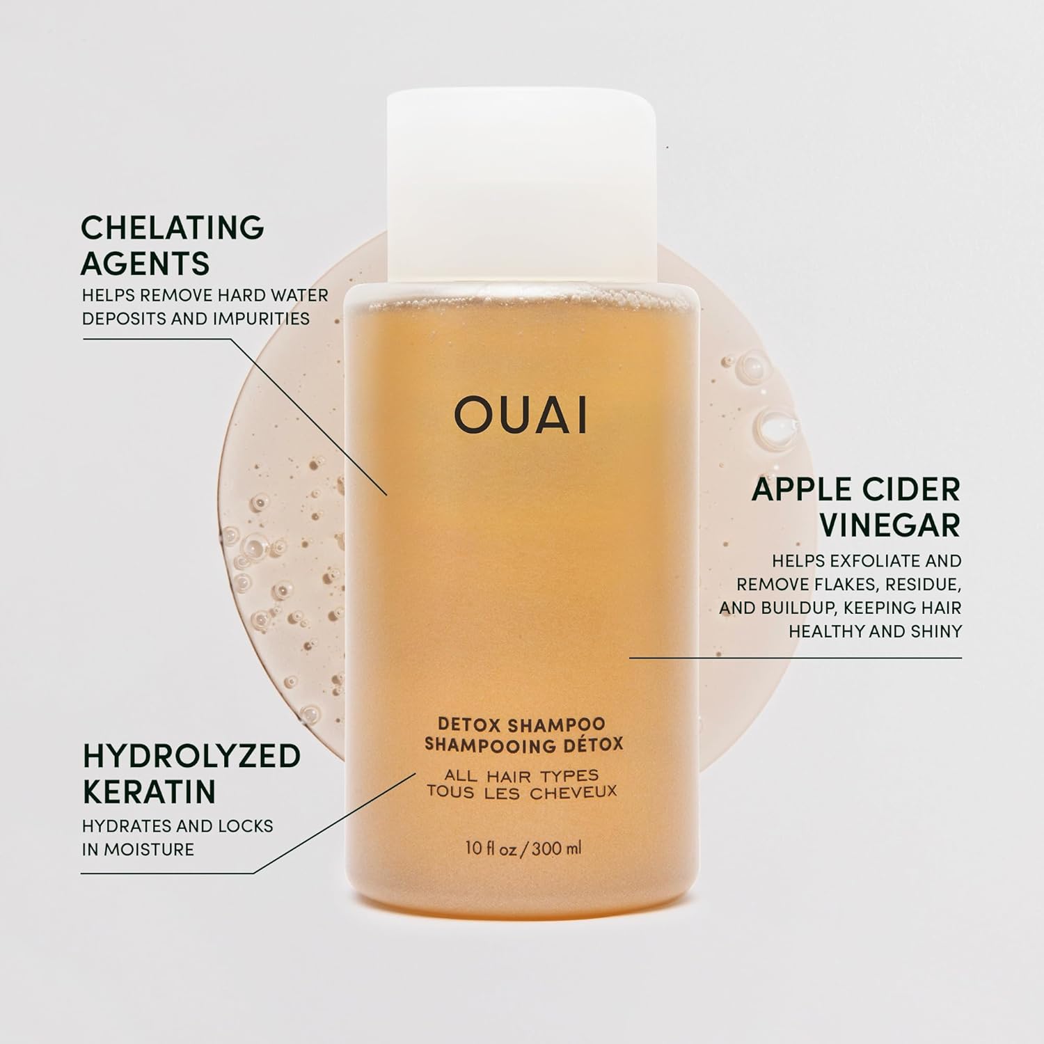 OUAI Detox Shampoo Bundle - Clarifying Shampoo for Build Up, Dirt, Oil, Product & Hard Water - With Apple Cider Vinegar & Keratin - Sulfate-Free Hair Care (3 Count, 3oz/10oz/16oz) : Beauty & Personal Care