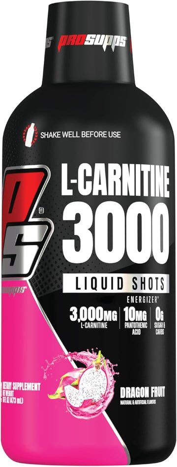 Prosupps L-Carnitine 3000 Stimulant Free Liquid Shots For Men And Women - Workout Drink For Performance And Muscle Recovery (31 Servings, Dragon Fruit)