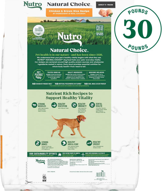 Nutro Natural Choice Adult Dry Dog Food, Chicken and Brown Rice Recipe 30 lbs