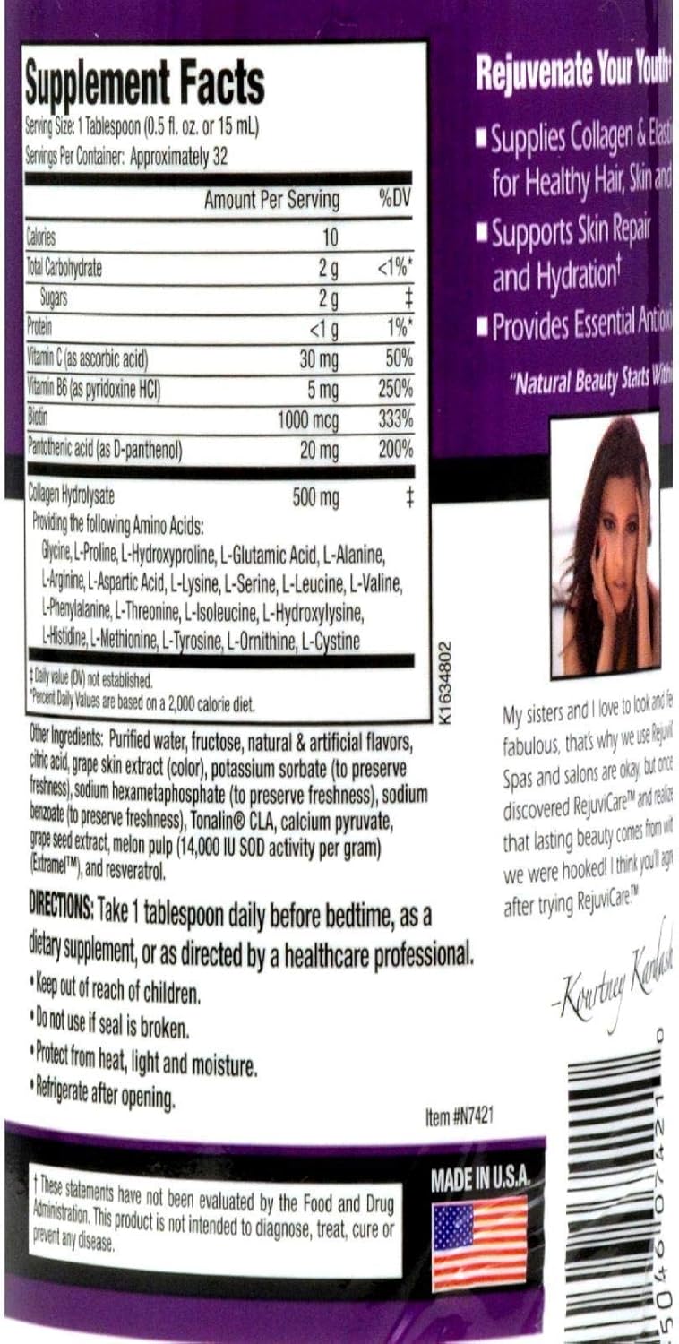 Windmill Health Products Rejuvicare Collagen Beauty Formula Grape Flavor 16 Fl. Oz : Health & Household