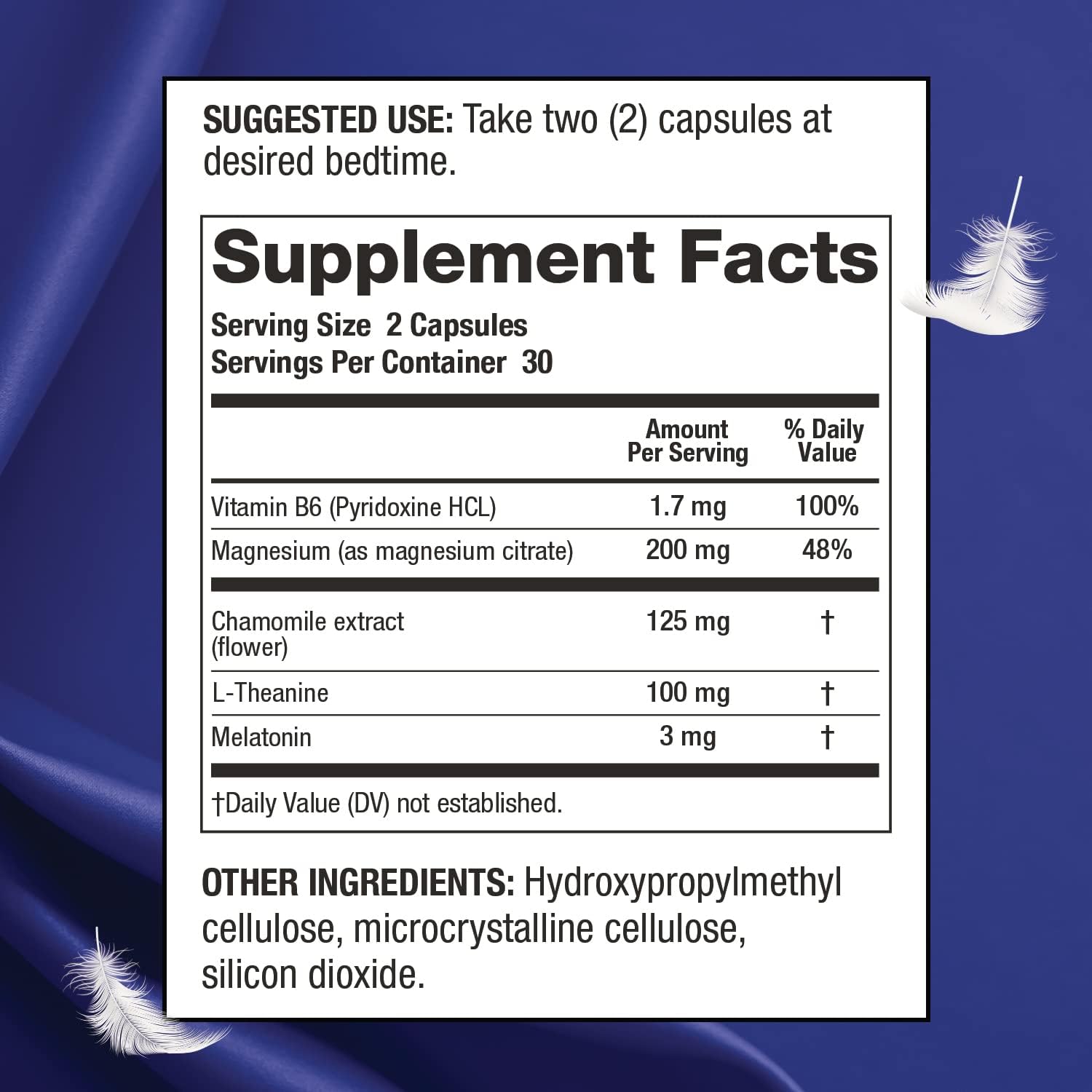 SleepXL Sleep Supplement Non-Habit-Forming Formula - Fall Asleep Faster & Sleep Longer - 5 key ingredients include Melatonin, L-Theanine, Chamomile, Magnesium & Vitamin B6 (60 Capsules, 30 Servings) : Health & Household