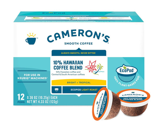Cameron's Coffee Single Serve Pods, 10% Hawaiian Coffee Blend, 12 Count (Pack of 6)