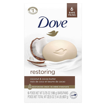 Dove Beauty Bar For Softer Skin Coconut Milk More Moisturizing Than Bar Soap 3.75 Oz 6 Bars (Packaging May Vary)