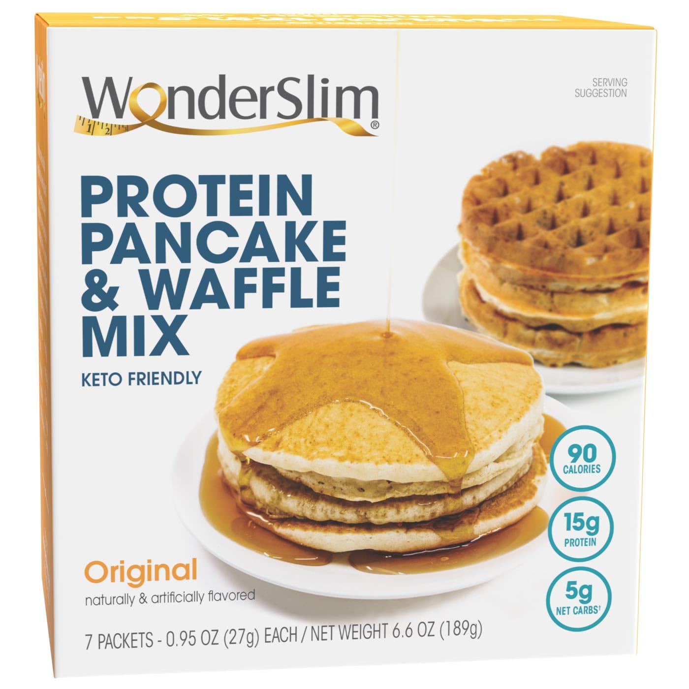 Wonderslim Protein Pancake & Waffle Mix, Original, Low Sugar & Low Calorie (7Ct)