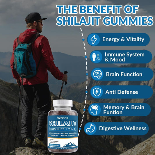 Sugar Free Shilajit Gummies With 85+ Trace Minerals & Fulvic Acid, Shilajit For Men & Women, Himalayan Shilajit Supplement
