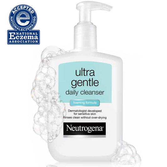 Neutrogena Ultra Gentle Daily Face Wash for Sensitive Skin, Oil-Free, Soap-Free, Hypoallergenic & Non-Comedogenic Foaming Facial Cleanser, 12 fl. oz, Pack of 3