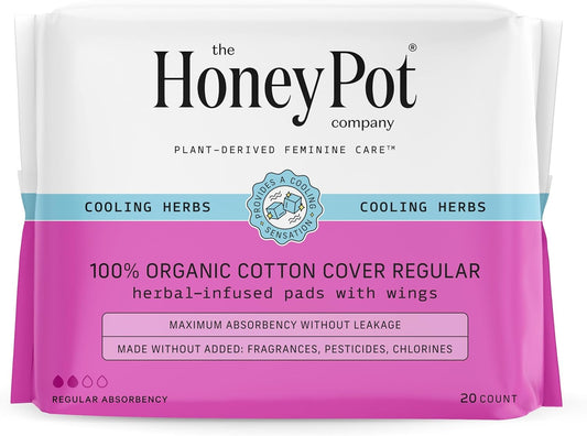 The Honey Pot Company - Regular Pads & Coconut Shea Body Cleanser Bundle - Herbal Inused Sanitary Pads For Women - Hydrating Body Wash To Moisturize & Cleanse Skin - Feminine Care - Fsa & Hsa