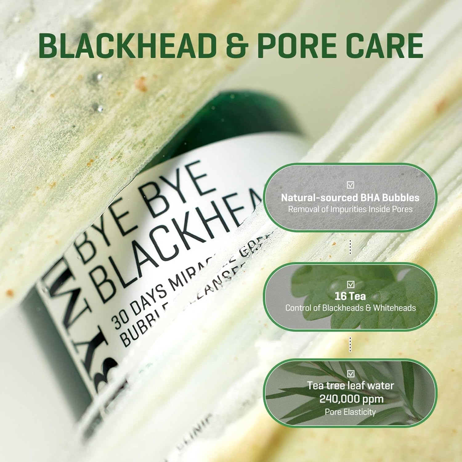 Some By Mi Aha Bha Pha 30 Days Miracle Truecica Clear Pad + Bye Bye Blackhead 30 Days Miracle Green Tea Tox Bubble Cleanser