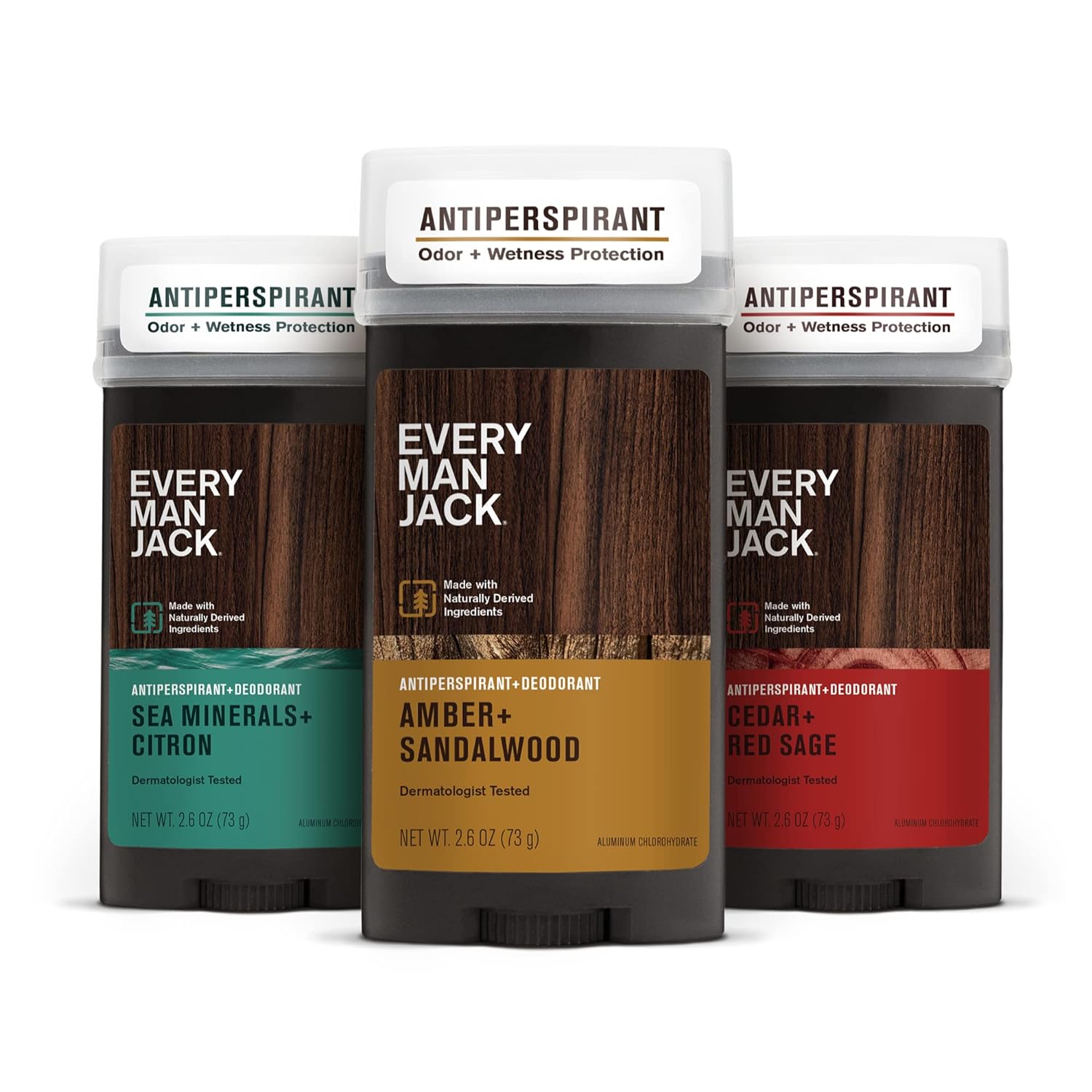 Every Man Jack Men’S Antiperspirant Deodorant Variety Set - Stay Fresh With Antiperspirant Men’S Deodorant - Odor Crushing, Long Lasting, Plant-Based, And No Harsh Chemicals - 2.6 Oz - 3 Pack