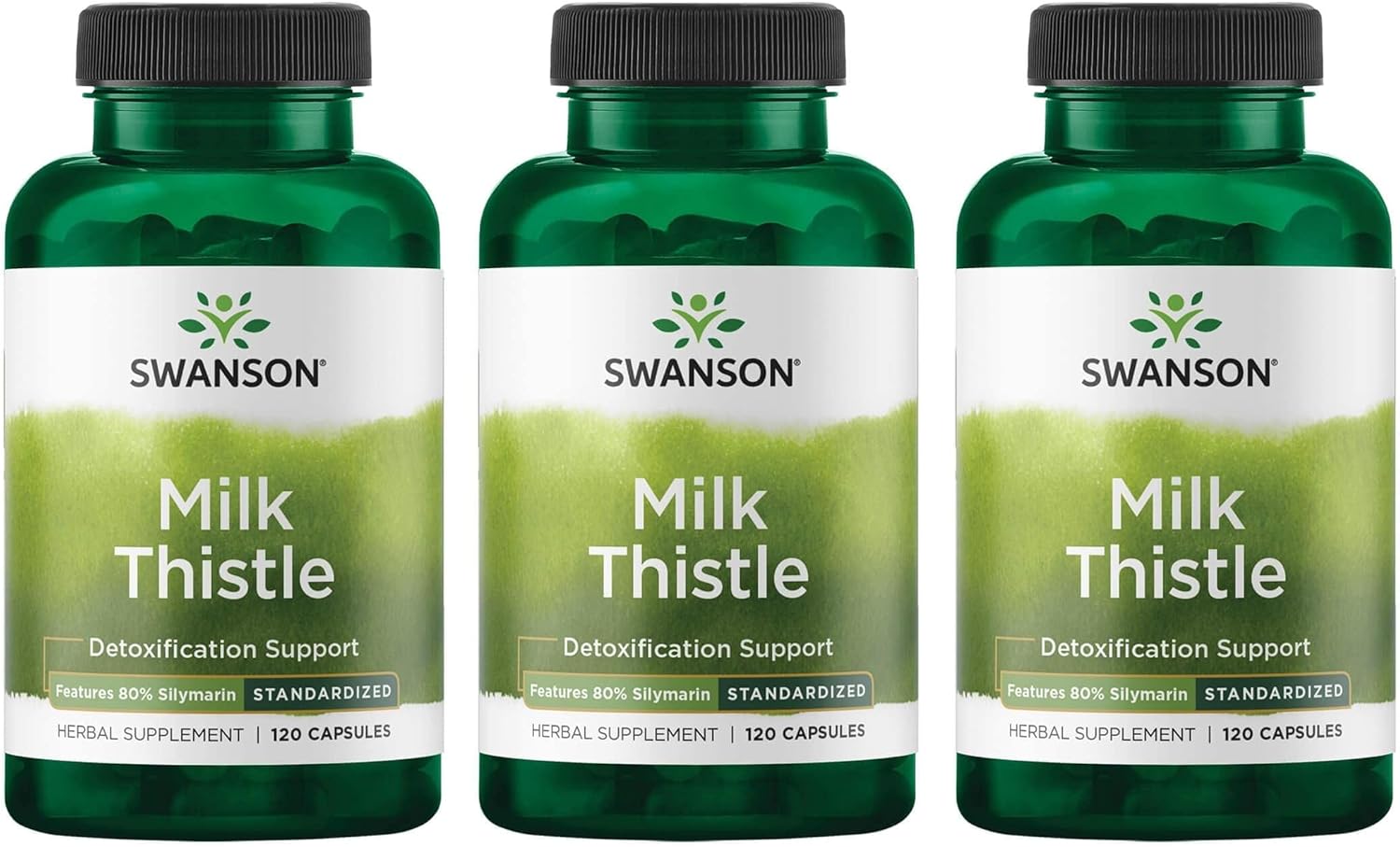 Swanson Milk Thistle - 100 Capsules - Herbal Liver Support Supplement For Overall Health And Wellbeing (3 Pack)