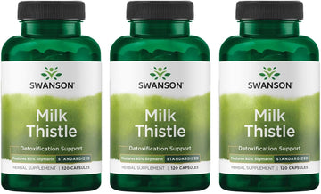 Swanson Milk Thistle - 100 Capsules - Herbal Liver Support Supplement For Overall Health And Wellbeing (3 Pack)