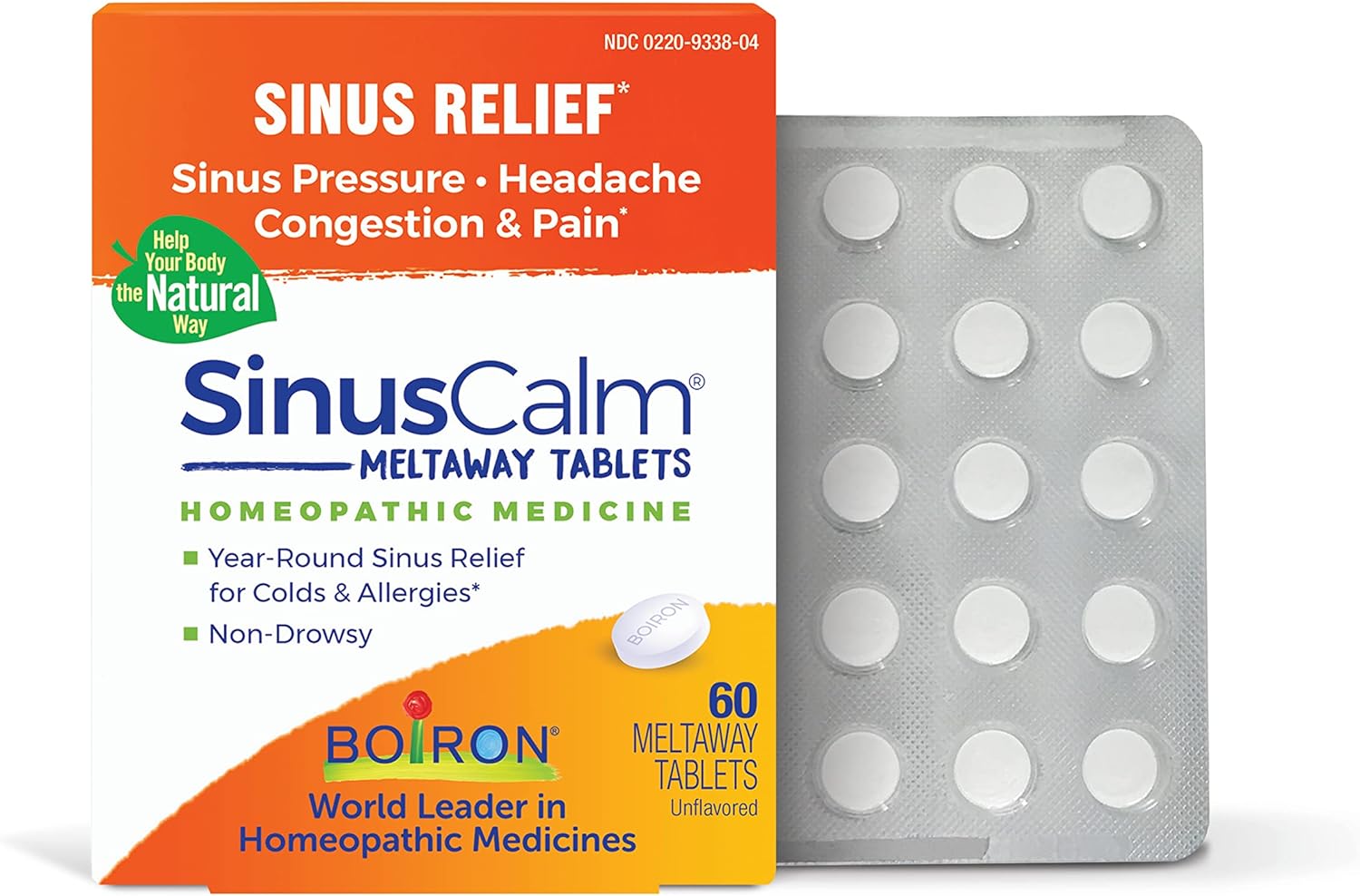 Boiron Sinuscalm Tablets For Sinus Pain Relief, Runny Nose, Congestion, Sinus Pressure, Headache - 120 Count