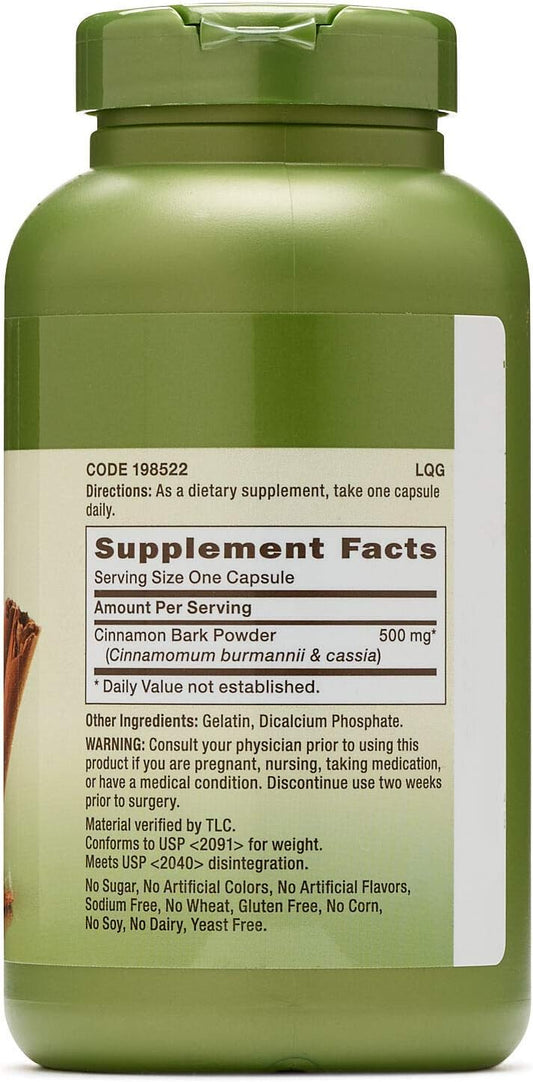 Gnc Herbal Plus Cinnamon Bark 500Mg, 200 Capsules, Traditional Ayurvedic Herb