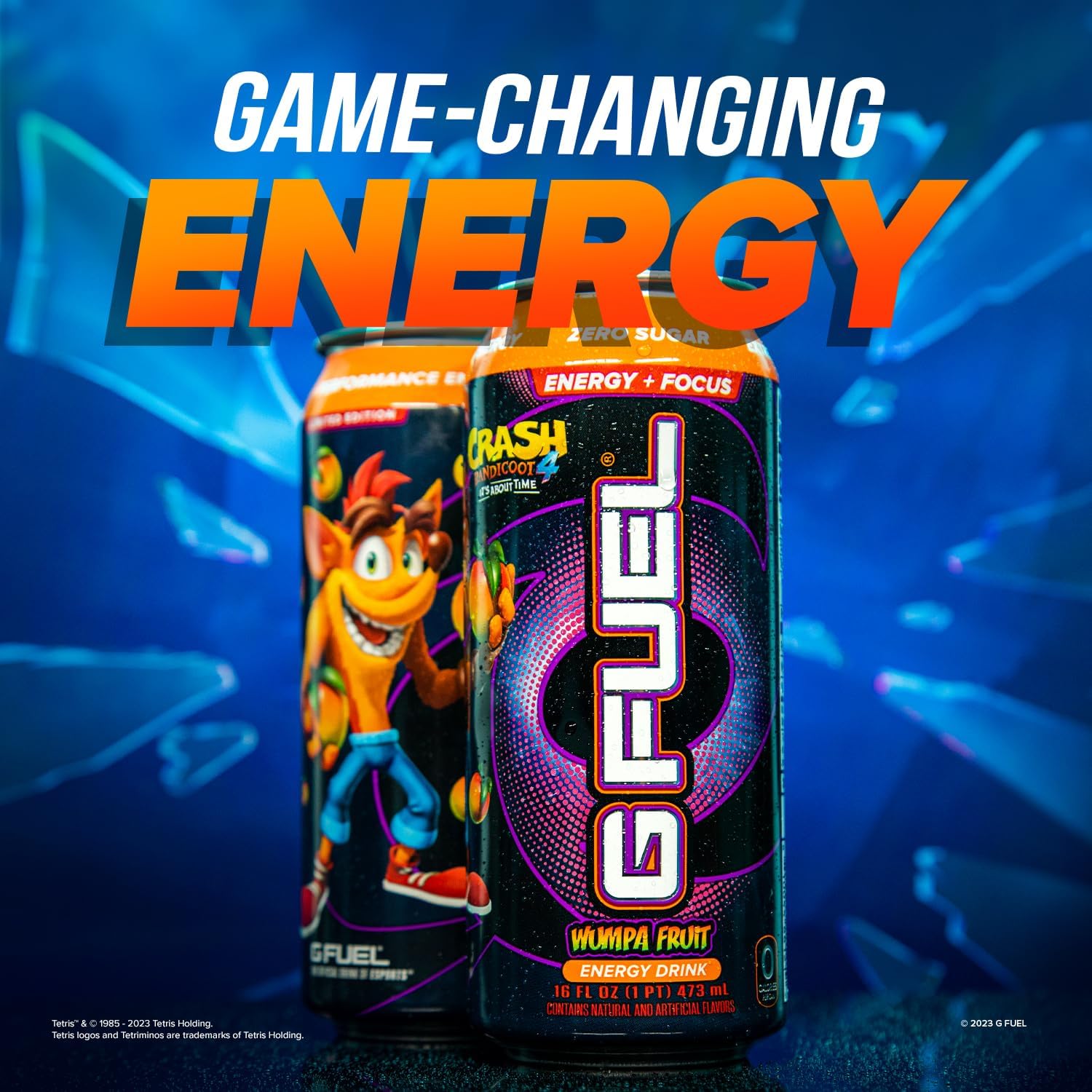 G Fuel Crash Bandicoot Energy Drink, Sugar Free, Healthy Drinks, Zero Calorie, 300 Mg Caffeine Per Carbonated Can, Wumpa Fruit Flavor, Focus Amino, Vitamin + Antioxidants Blend - 12 Pack