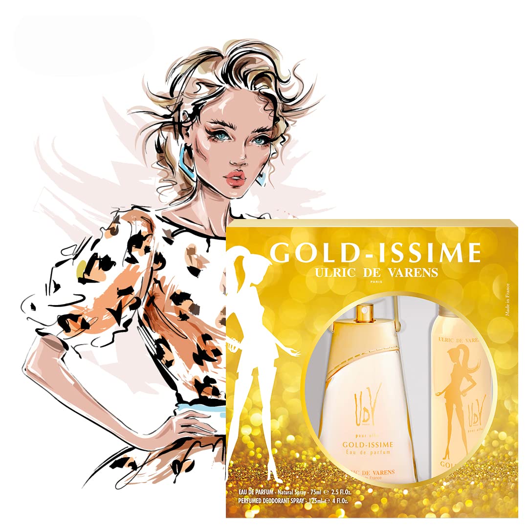 Udv Gold Issime By Ulric De Varens For Women. Set-Eau De Parfum 2.5 Oz & Deodorant Spray 4 Oz : Beauty & Personal Care