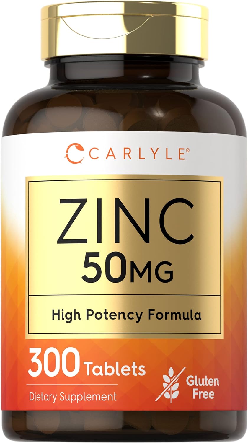 Zinc 50mg | 300 Tablets | Vegetarian, Non-GMO, and Gluten Free Supplem