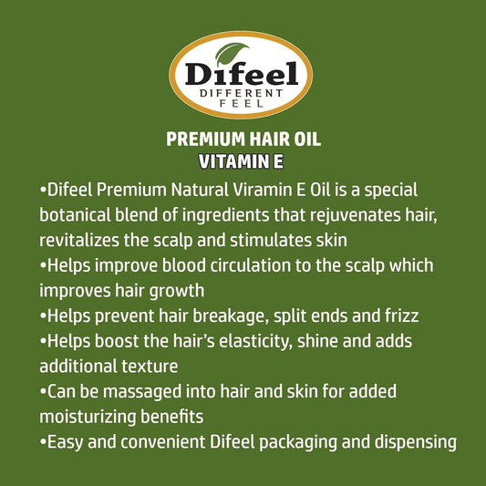 Difeel Premium Natural Hair Oil - Vitamin E Oil 2.5 Ounce