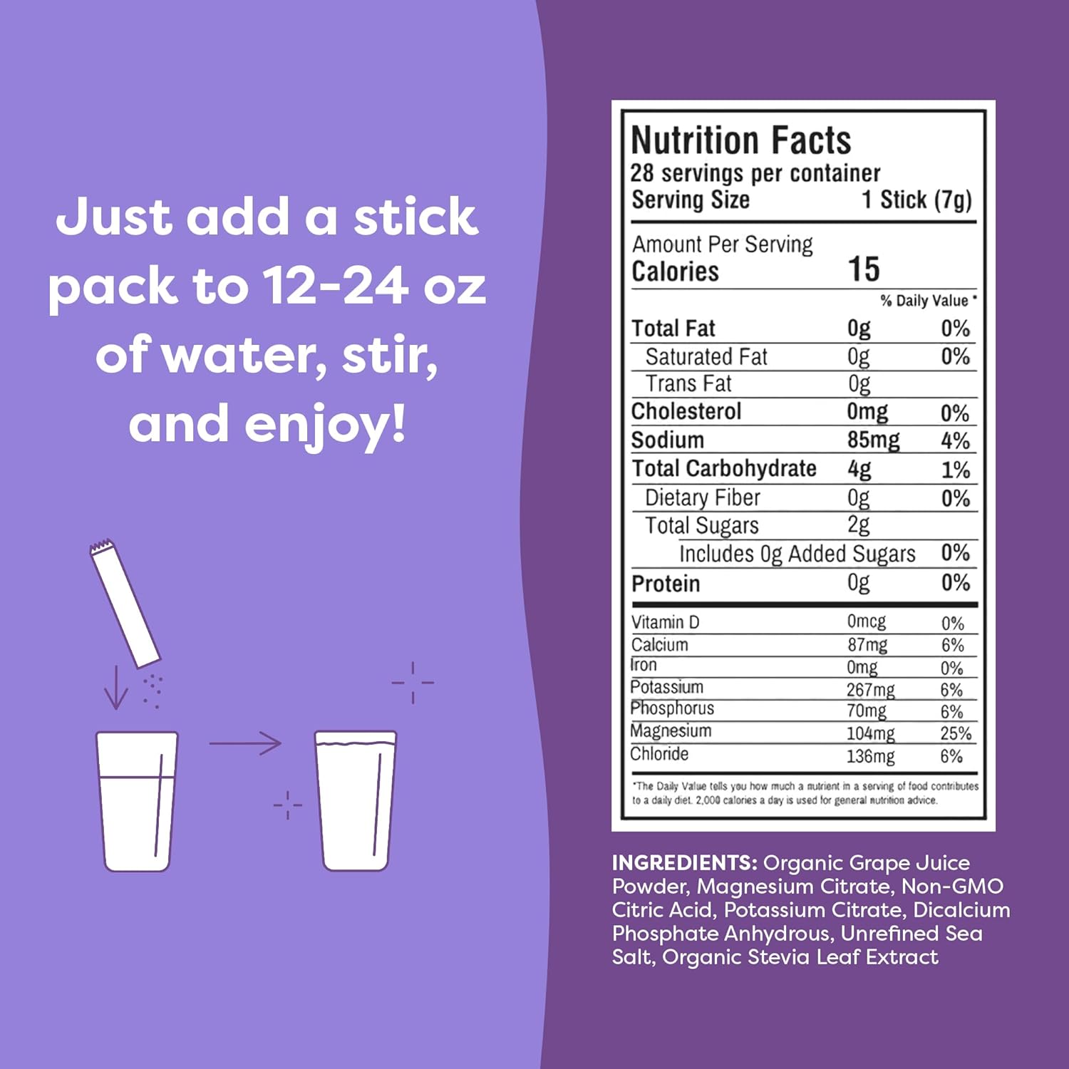 FlavCity Grape Electrolytes Drink Mix, 28 On-The-Go Stick Packs - Healthy Electrolytes Powder Packets Made with Real Fruit - Keto Powdered Drink with No Added Sugar, Gluten-Free : Health & Household