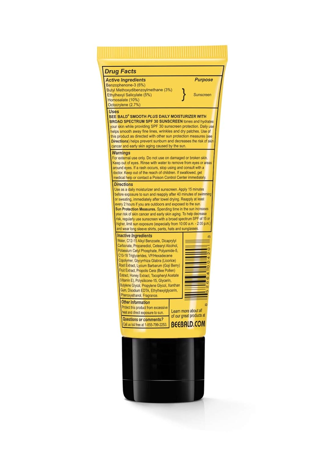 Bee Bald SMOOTH PLUS Daily Moisturizer With SPF 30 Broad Spectrum Sunscreen - Head and Face Moisturizer Lotion for Men and Women Too - Hydrate and Protect Skin from Harmful UVA/UVB Rays - 1.7 fl Oz : Beauty & Personal Care