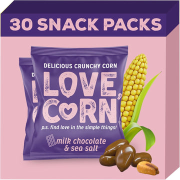 Love Corn Milk Chocolate & Sea Salt Crunchy Corn Snack 90G X 6 Bags – Chocolate Multipack Snacks Ideal For Gluten Free Diets – Chocolate Gift – Perfect To Graze On
