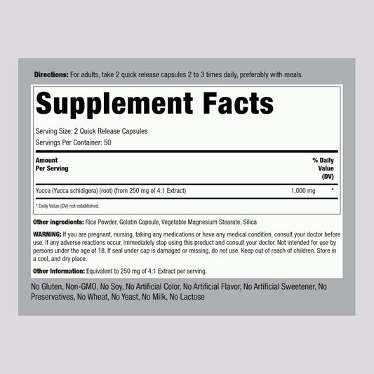 Piping Rock Yucca Root Capsules 1000mg | 100 Count | Herbal Extract Supplement | Non-GMO, Gluten Free Supplement