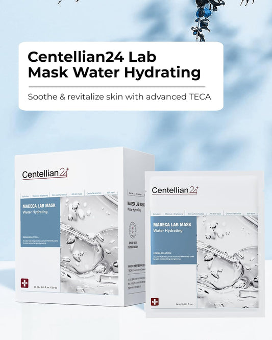 Centellian 24 Valentines Day Gifts Madeca Mask (Water Hydrating, 20Pcs) Deep Hydration Face Sheet Mask For Sun-Damaged Skin With Teca, Centella Asiatica, Niacinamide & Ceramide