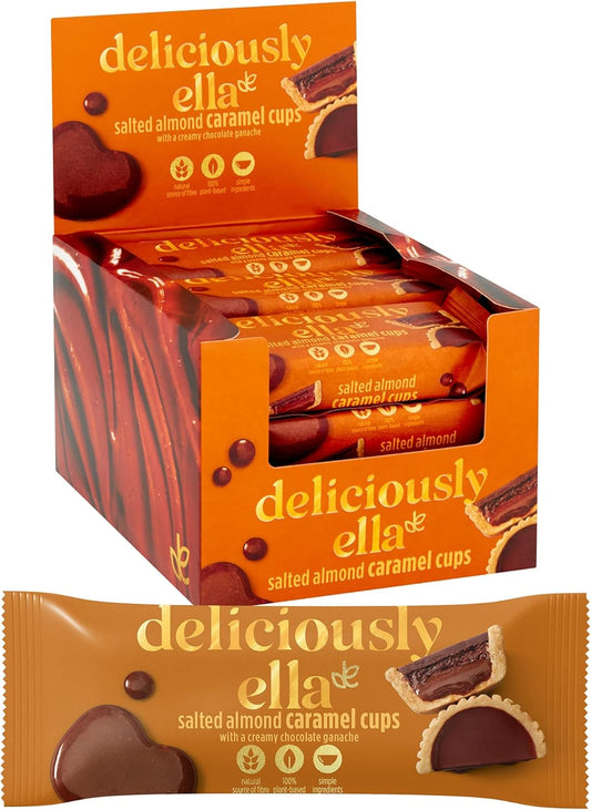 Deliciously Ella - Salted Almond Caramel Cups, Vegan Friendly & Gluten Free (2 Cups Per Pack, 12 Packs)