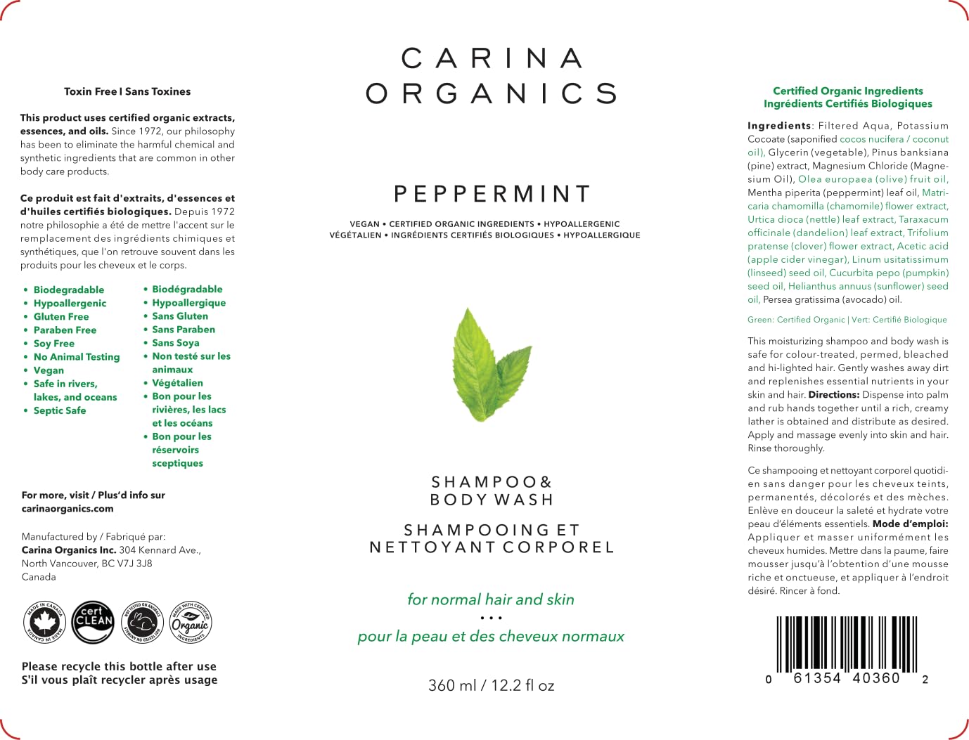 Carina Organics Peppermint Cooling Scalp Stimulating Conditioner : Beauty & Personal Care