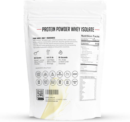 100% Grass Fed Whey Protein Isolate 30G, No Sugar Or Sweetener, For Women And Men | Keto And Paleo Friendly, Zero Carbs - 2 Pounds