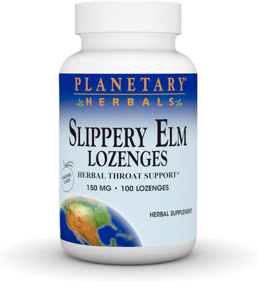 Planetary Herbals Slippery Elm Tangerine Lozenges, Herbal Throat Support, 100 Lozenge