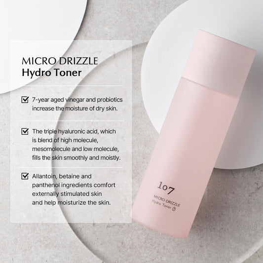 107 Micro Drizzle Hydro Toner | Lightweight Hydrating Toner Balances And Soothes Complexion For Normal, Dry, And Combo Skin - 155 Ml | 5.2 Fl Oz