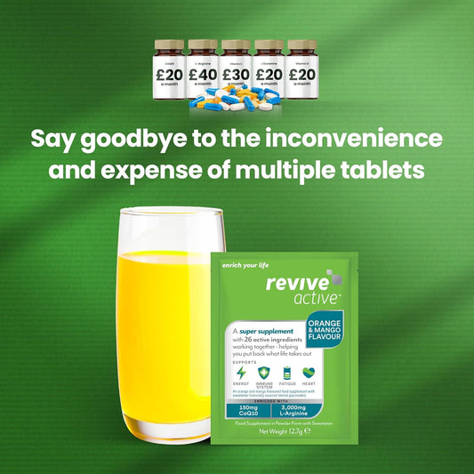 Revive Active Tropical Super Supplement - 26 Active Ingredients In 1 Daily Sachet - Vitamins C, D, K2, L-Arginine - Supports Overall Health & Immune System - 30 Day Supply