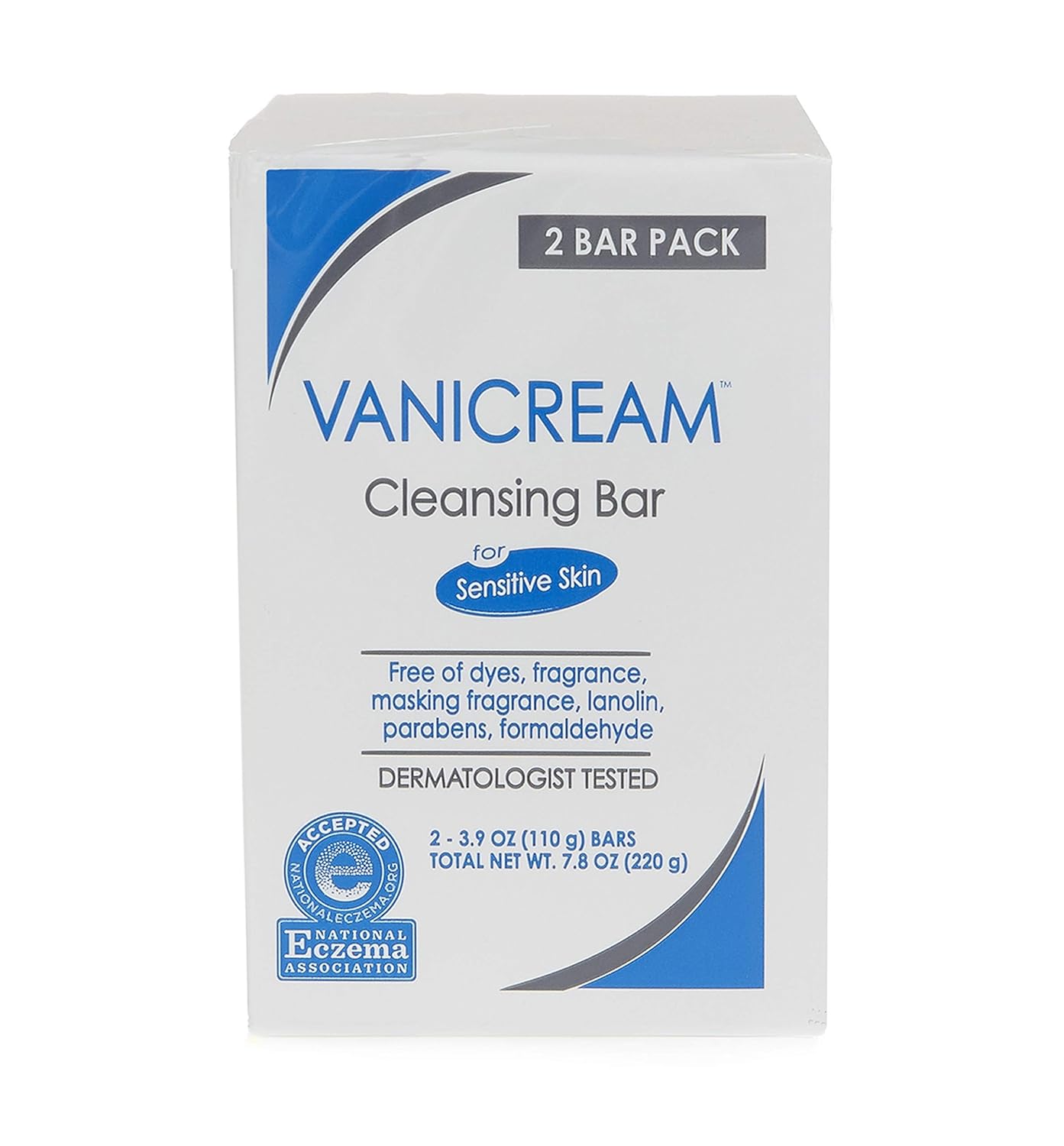 Vanicream, Cleansing Bar Fragrance Gluten and Sulfate Free For Sensitive Skin Gently Cleanses and Moisturizes 3.9 Pack of 2, 7.8 Ounce