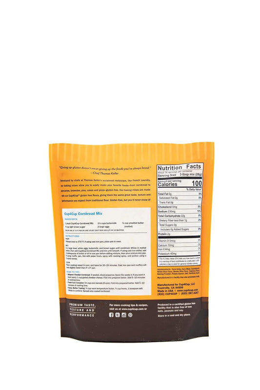 Cup4Cup Cornbread Mix, 0.88 Pounds, Certified Gluten Free, Dairy Free, Non-GMO, Kosher, Made in the USA