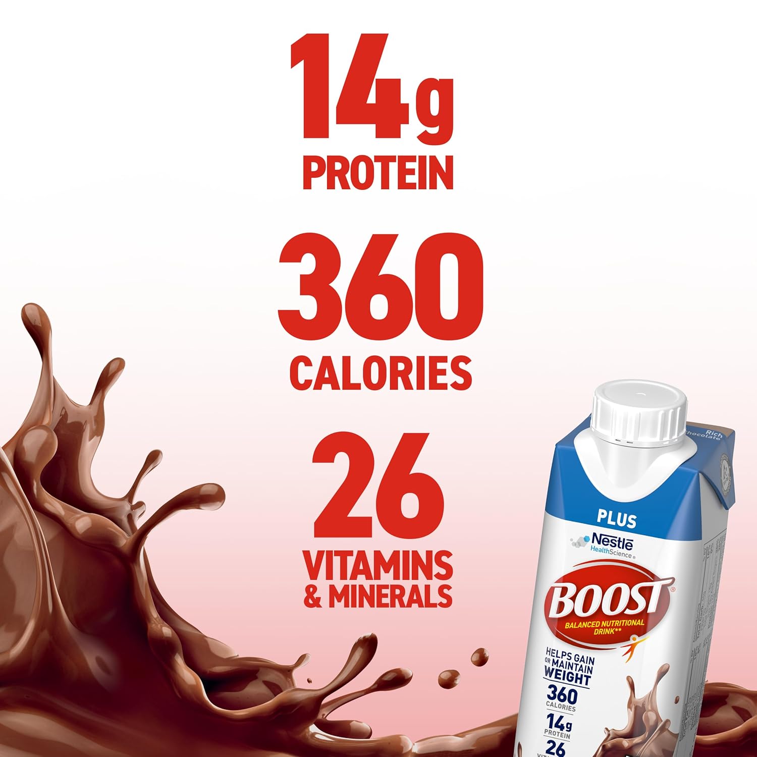 Boost Plus Complete Nutritional Drink, Rich Chocolate, 8 Fl Oz (Pack Of 24)