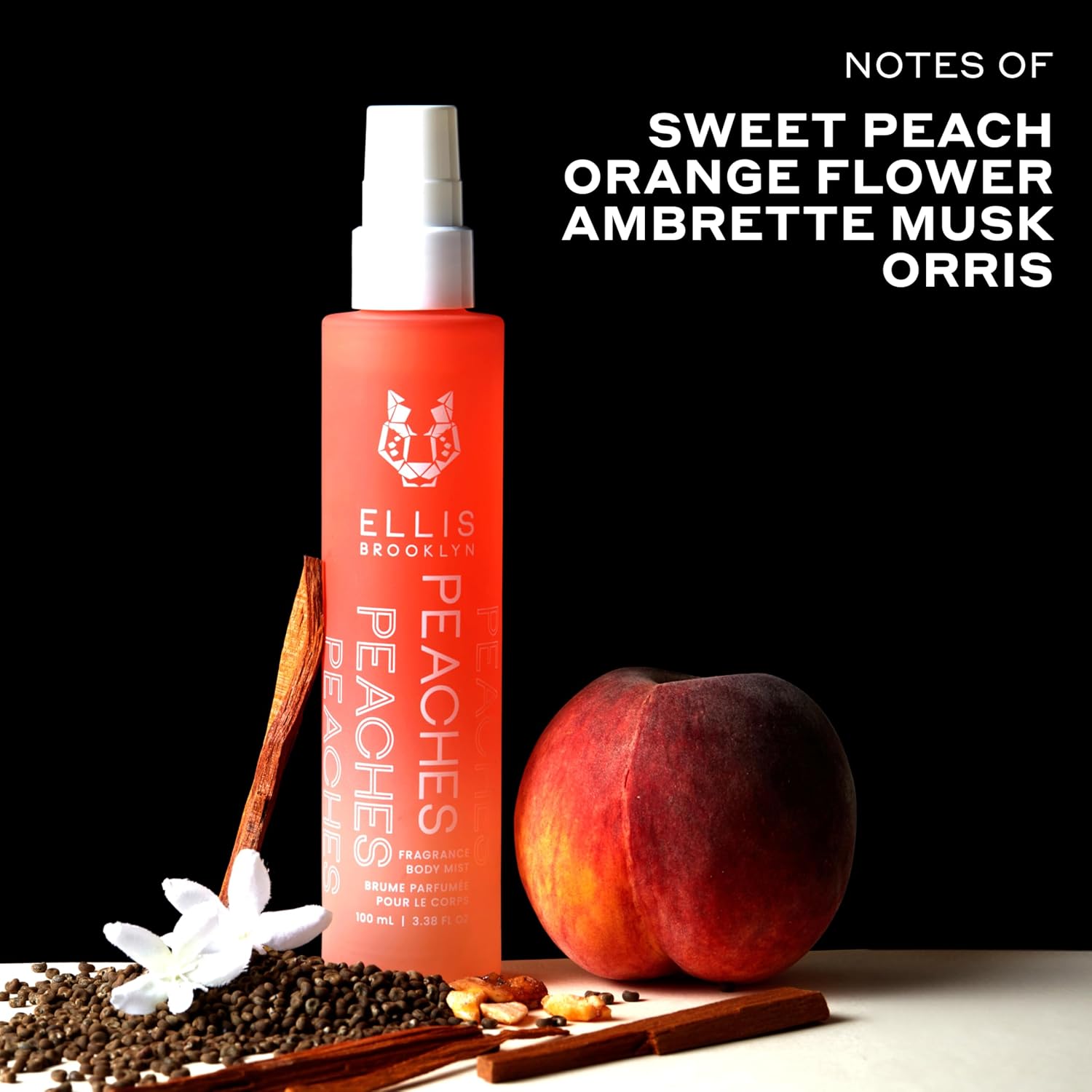 Ellis Brooklyn Peaches Hair And Body Fragrance Mist - Fruity Floral Perfume Mist For Women With Sweet Peach, Rosebud, & Sandalwood, Vegan Perfume Made In The Usa, 100Ml 3.38 Fl Oz : Beauty & Personal Care